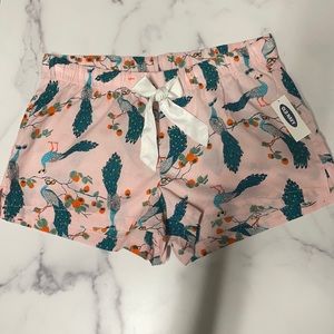 OLD NAVY NWT SIZE S PINK COTTON PEACOCK PRINT SLEEP SHORTS